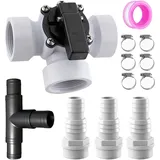 Dalephoric Bypass Set Pool 12-Teilig, mit 3 Wege Ventil, 32/38 mm Anschluss, ABS Adapter, Schlauchschellen und Dichtband, Pool Bypass Set für Sandfilteranlagen, Poolheizung, Wärmepumpen
