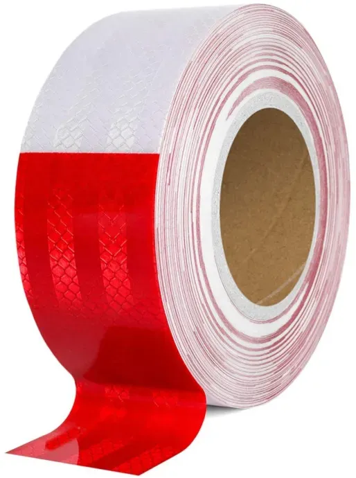 Reflektierendes, selbstklebendes Folienband mit hoher photometrischer Leistung, 45,7 m x 5,5 cm, rot-weiß