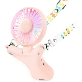 MC Star Mini USB-Ventilator Mini-USB-Ventilator mit wiederaufladbarem Akku, zusammenklappbarer Handventilator mit LED-Licht rosa