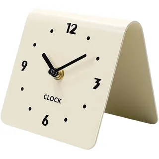 Sharplace Tischuhr, kompakt, dekorativ, modern, geräuschlos – ideal für Schreibtisch, Eingangsbereich, Schlafzimmer oder Büro, Beige