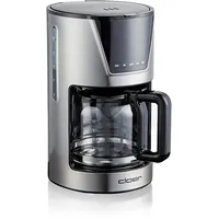 Cloer 5257 Filterkaffeemaschine für 12 Tassen, Warmhaltefunktion, Glaskanne, Messlöffel, Wasserstandsanzeige, Aromastufen wählbar, LCD-Touch-Display, Timer, Filtergröße 1 x 4, 900 W, Edelstahl