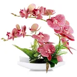 YOBANSA Orchidee, Bonsai, künstliche Blumen, Phalaenopsis, künstliche Blumen, Arrangements für Heimdekoration, Orchideen, künstliche Blumen, 41,9 cm, Orchidee mit Töpfen (tiefrosa)