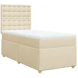 vidaXL Boxspringbett mit Matratze Creme 100x200 cm Stoff