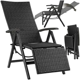 Tectake Rattanstuhl Brisbane 58 x 77 x 113 cm schwarz