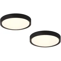 Trio LED Deckenleuchte Set Schwarz Ø33cm Lampe für Badezimmer,