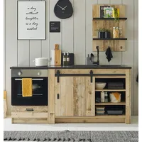 furn.design Küchenzeile 200 cm Used Wood mehrfarbig