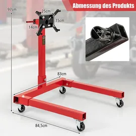Costway Motorheber Metall 83 cm x 84,5 cm x 97 cm rot