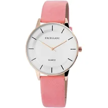 Excellanc Damenuhr Kunstleder Armbanduhr Quarz Analog - Rosa