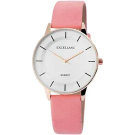 Excellanc Damenuhr Kunstleder Armbanduhr Quarz Analog - Rosa