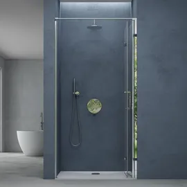 SoGood doporro Nischentür Duschabtrennung 80x195 cm Duschtür mit Falttür 8mm Esg-sicherheitsglas Klarglas Duschwand schwarz inkl. Nano-beschichtung Teramo37k