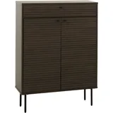 Mendler Schuhschrank HWC-N78, Schuhregal Schrank, skandinavischer Stil Metall Holz Melamin MVG 115x80x35cm ~ dunkelbraun