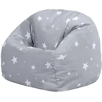 I.C.O.N. Icon Sterne Sitzsack Kinder, Grau, Gewebter-Stoff, Sitzsack mit Füllung, Bequemer Kinder Sessel, Kuschelsessel, Lese Sessel, Schlafzimmer, Kinderzimmer, Spielzimmer