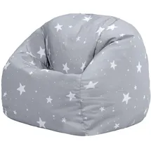 I.C.O.N. Icon Sterne Sitzsack Kinder, Grau, Gewebter-Stoff, Sitzsack mit Füllung, Bequemer Kinder Sessel, Kuschelsessel, Lese Sessel, Schlafzimmer, Kinderzimmer, Spielzimmer