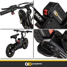 Actionbikes Motors Elektro-Laufrad, 12 Zoll, Kinder-Balance-Bike m. 250 Watt, Scheibenbremsen, 3 Geschwindigkeitsstufen (Rot)