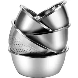 COOKER KING Edelstahlbecken. Gemüseschneider mit Abtropfkorb. Gemüsewaschschüssel-Set. Sieb zum Waschen von Obst und Gemüse