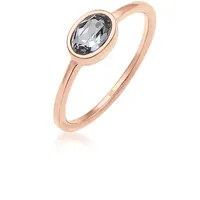 Elli Ring 925 Sterling Silber Oval, Glas Kristalle Grau