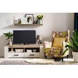 Home Affaire Lowboard HOME AFFAIRE "Kent TV-Lowboard", braun (weiß eiche), B:151,5cm H:49,5cm T:43,5cm, Spanplatte, Sideboards, Lowboard, TV-Kommode, Breite 151,5 cm