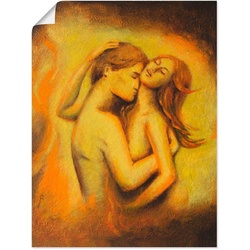 Artland Wandbild Liebesrausch - erotische Malerei, Paar (1 St), als Poster, Wandaufkleber in verschied. Größen orange 45 cm x 60 cm