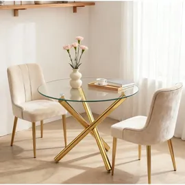 modfu Couchtisch, Gold, Glas, 80x77x80 cm, Wohnzimmer, Wohnzimmertische, Couchtische