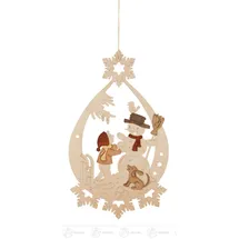 Fensterbild Winterkinder mit Schneemann BxH= 17×26 cm NEU Erzgebirge