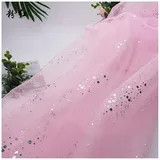 SYSUII 160cm * 3m Chiffon Glitzer Tüll Dekostoff mit kleine Pailletten Dekostoff Kostümstoff zum Nähen Durchsichtig Stoff Tüll Pailletten-Stoff für DIY Hochzeit Kleid Dekoration Tischedeko-Rosa