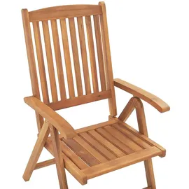 Beliani Balkonset Hellbraun Akazienholz 2-Sitzer klappbar verstellbar Auflagen Cremeweiß rechteckiger Tisch Rustikal Landhaus Stil Outdoor - Braun/Weiß