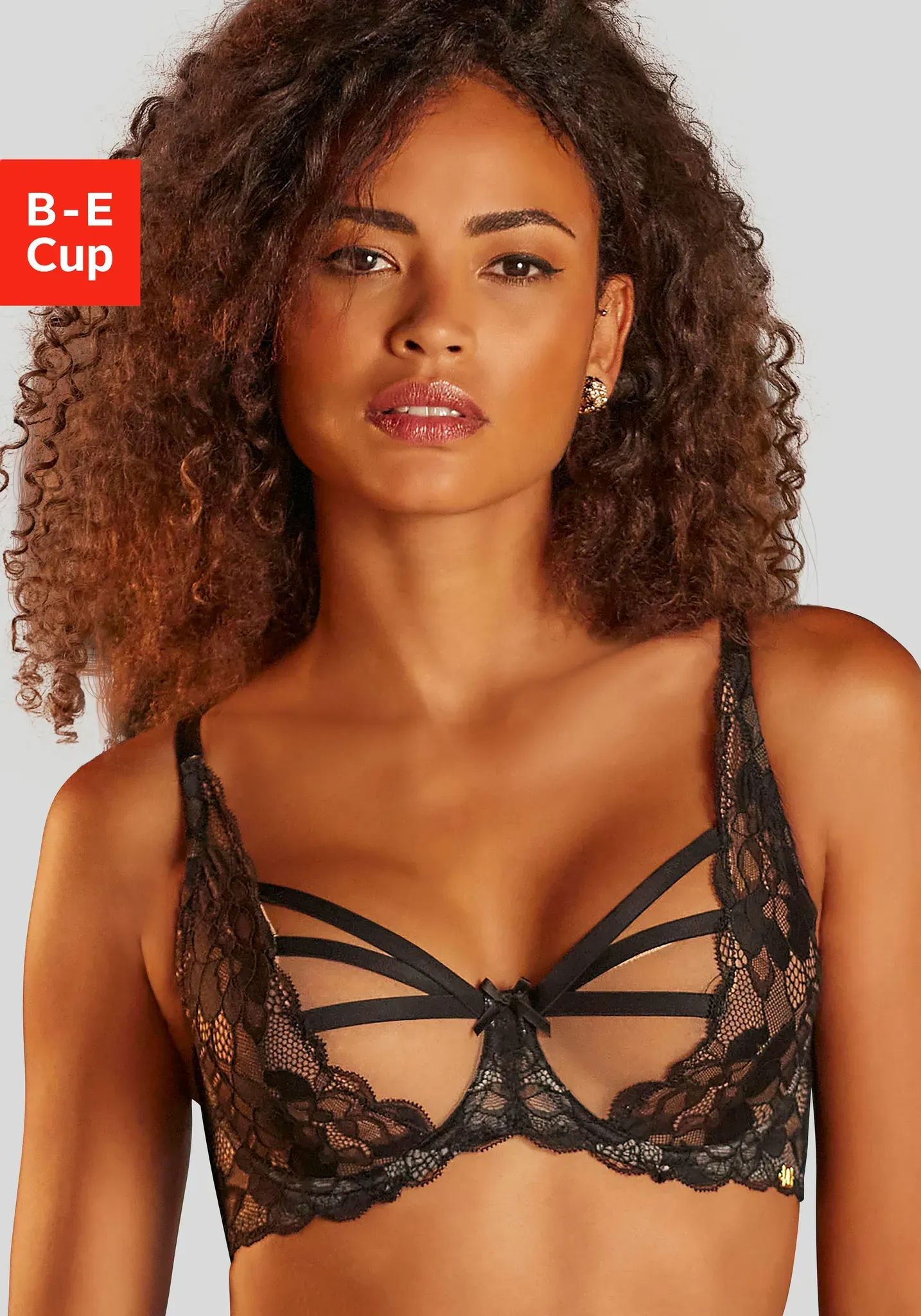 Bügel-BH JETTE, Damen, Gr. 80, Cup C, schwarz, Microtouch, Obermaterial: 88% Polyamid, 12% Elasthan, BHs Bügel-BH, mit aufregendem Bänder-Design, sexy Dessous, Reizwäsche