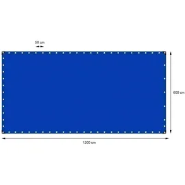 ECD Germany Abdeckplane mit Ösen 6x12m 72m2 260g/m2 Blau aus Polyethylen Schimmelresistent Wasserdicht Reißfest Schutzplane Bootsplane Gartenplane