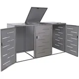 Xl 3er-/6er-mülltonnenverkleidung Hhg 389, Mülltonnenbox, Erweiterbar 116x212x98cm Edelstahl 85kg