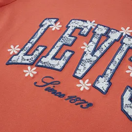 Levi's T-Shirt LEVI'S KIDS "LVG LEVIS CHAMBRAY APPLIQUE TO", Mädchen, Gr. 10 (140), orange (hot coral), Jersey, Obermaterial: 60% Baumwolle, 40% Polyester, bestickt, normal hüftbedeckend, Rundhals, Shirts T-Shirt, for Girls, mit Logo-Stickerei