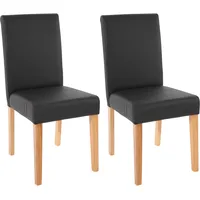 MCW 2er-Set Esszimmerstuhl Stuhl Küchenstuhl Littau Kunstleder, schwarz matt,