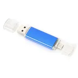 Mini-usb-stick Mit Zwei Schreib-/endköpfen, Metallisch-hellblau, Otg-fähig, 4 Gb, Cw10050