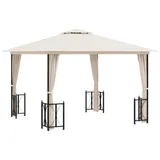 vidaXL Partyzelt Pavillon mit Seitenwänden & Doppeldach 3x3 m Creme