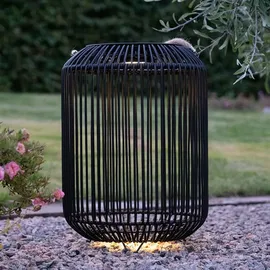 Best Season Deko-Korb Solar LED 48 cm Metall spritzwassergeschützt schwarz