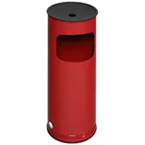 Proregal Klassischer runder Kombiascher HxBxT 61 x 25 x 25 cm Verzinkter Stahl Rot