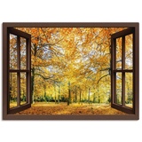 Artland Wandbild »Fensterblick - Herbstwald Panorama«, Fensterblick, (1 St.), als Leinwandbild, Poster, Wandaufkleber in verschied. Größen, braun