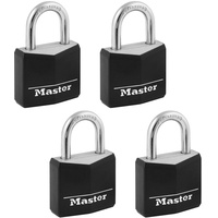 Master Lock 131Q Vorhängeschlösser aus Aluminium, gleichschließend, Schwarz, 4 Stück (1 Stück)