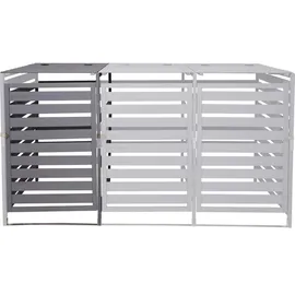 Mendler XL 1er-/2er-Mülltonnenverkleidung Erweiterung HWC-H62, Mülltonnenbox, 114x67x97cm Massiv-Holz ~ hellgrau