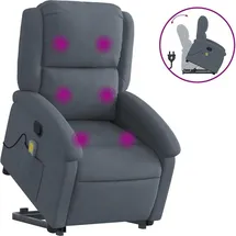 vidaXL Massagesessel mit Aufstehhilfe Samt 144,5 x 82 x 0 cm Dunkelgrau mit Fernbedienung