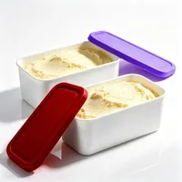 Bcuuozeeing 2er-Set Eisbehälter für Speiseeis mit Deckel, Eisbehälter für Selbstgemachtes, Aufbewahrungsbehälter, Gefrierdosen, für Lagerung und Herstellung von Speiseeis