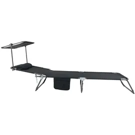 VCM Bindox Gartenliege 185 x 24 x 55 cm schwarz inkl. Sonnendach
