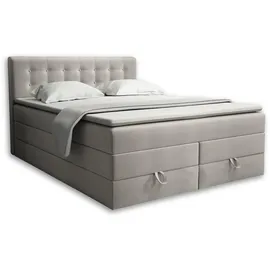 Deine Möbel 24 Boxspringbett 160 x 200 cm H3 Beige/Grau