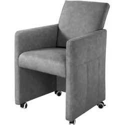 Esszimmersessel EXXPO - SOFA FASHION, grau (mouse), B:63cm H:90cm T:72cm, Sessel, Loungesessel auf Rollen, schmale Armlehnen, bequem