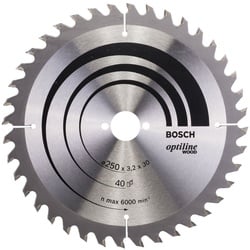 BOSCH Kreissägeblatt, Optiline Wood für Handkreissägen 40Z – 250 x 30 x 3,2 mm