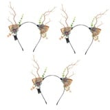 Beavorty 3 Stk Weihnachtsstirnband Hirsch Blumen Stirnband Weihnachtsstirnbänder Mit Led-lichtern Hirsch Haarband Weihnachtsfeier Stirnband Weihnachtshaarband Led-dekor Geweih Kind Niedlich