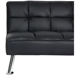 Mendler Sofa HWC-K21, Klappsofa Couch Schlafsofa, Nosagfederung Schlaffunktion Liegefläche 181x107cm ~ Kunstleder, schwarz