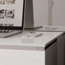 Lukmebel Schreibtisch AURORA SILVER mit Schubladen - Silber/Weiß