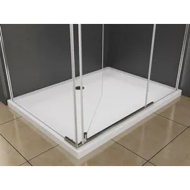 Buylando Clara Eckdusche mit Drehtür 90 x 195 cm silber satiniert