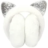 AOWVUTS Damen Winter Ohrenwärmer Faltbare Plüsch Ohrenschützer Cartoon Pailletten Katzeohren Warme Ohrschützer Winddicht Earmuffs Bequemer Weicher Ohrenwärmer für Innen Outdoor