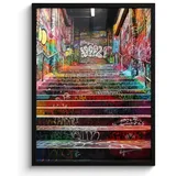 onlywow Poster, mit Leiste Bunte Treppe | Gr.: 60 x 80 cm